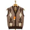 Half-Buttoned Sweater for men (Checked Brown)