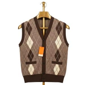 Half-Buttoned Sweater for men (Checked Brown)