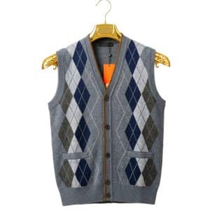 Half-Buttoned Sweater for men (Checked Grey)