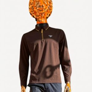brown Long Sleeved Polo T-shirt