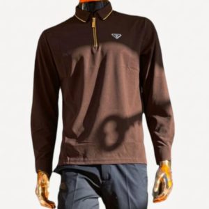 brown Long Sleeved Polo T-shirt